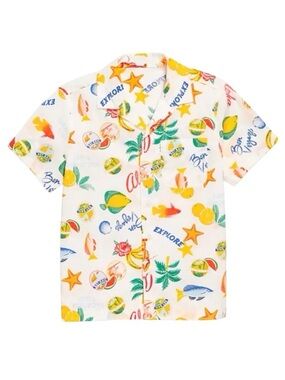 NWT Old Navy Boys Fish Print Camp Shirt Sz XL Husky